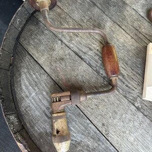 Vintage Hand Drill with Wooden Handle